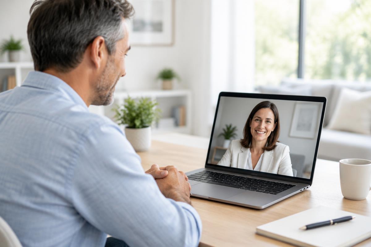 Patient on a video call with the Harrington patient team