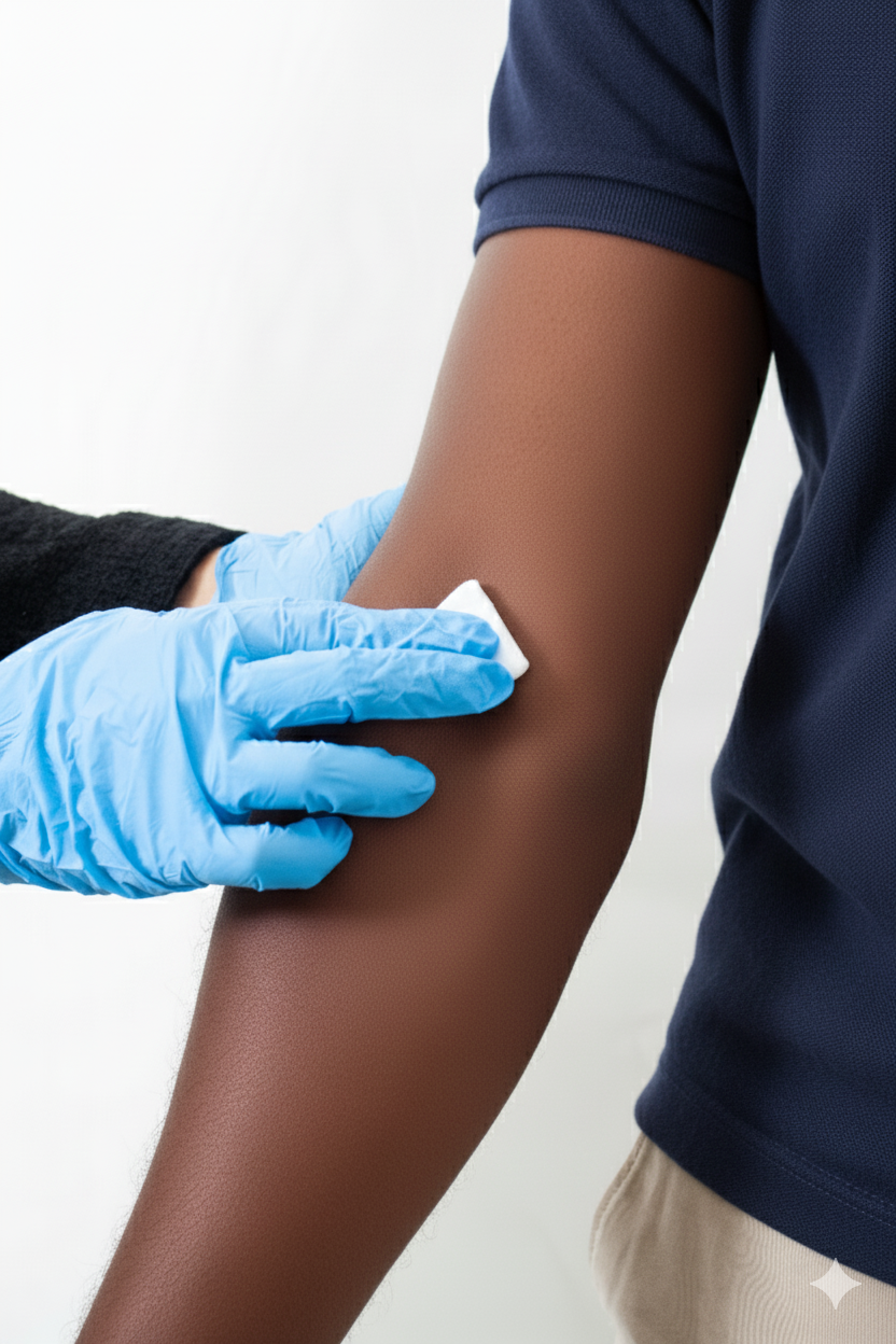 Venous blood draw at a clinic